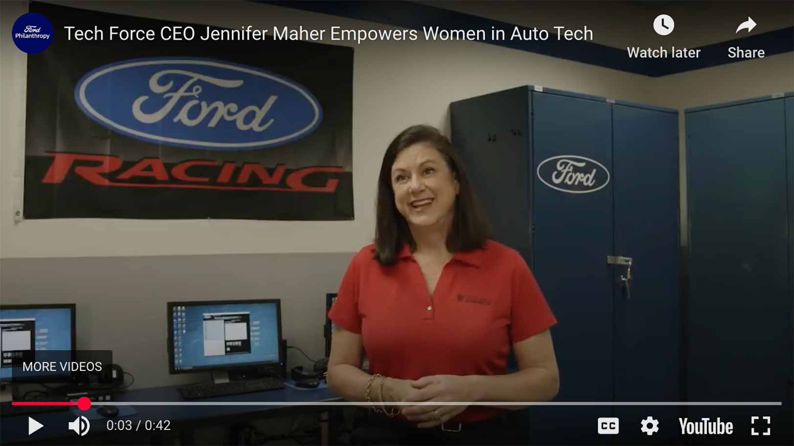 Jennifer Maher talking about empowering women in auto tech